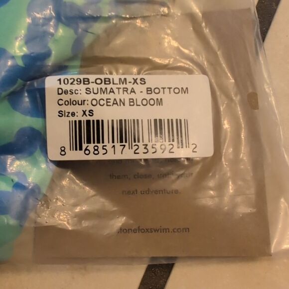 NWT Stone Fox Swim Sumatra Bikini Bottom Ocean Bloom blue high rise size XS - Picture 10 of 10